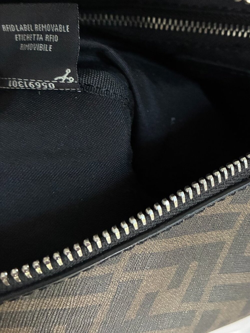 Fendi Belt Bag Zucca FF Monogram Brown Black Leather Waist Crossbody - Picture 10 of 12